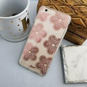 iPhone 6/6s Plus Pink Metallic Flower Clear Case